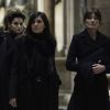 Emmanuelle Alt, Carla Bruni-Sarkozy, Farida Khelfa - Intérieur - Cérémonie religieuse en l'honneur de Franca Sozzani (rédactrice en chef de Vogue Italie décédée le 22 décembre 2016) à Milan, le 27 février 2017.