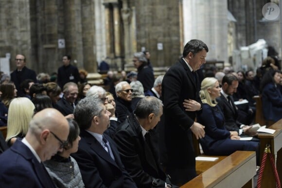 Matteo Renzi - Intérieur - Cérémonie religieuse en l'honneur de Franca Sozzani (rédactrice en chef de Vogue Italie décédée le 22 décembre 2016) à Milan, le 27 février 2017.