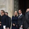 Le prince Haakon et la princesse Mette-Marit de Norvège - Sortie de la cérémonie religieuse en l'honneur de Franca Sozzani (rédactrice en chef de Vogue Italie décédée le 22 décembre 2016) à Milan, le 27 février 2017.