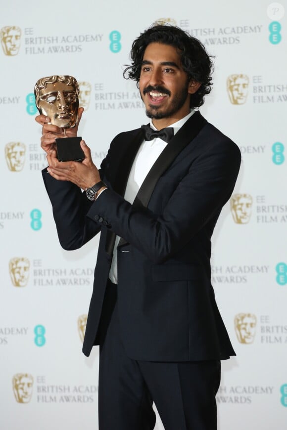 Dev Patel lors de la pressroom des BAFTA 2017 (British Academy Film Awards) au Royal Albert Hall à Londres le 12 février 2017.