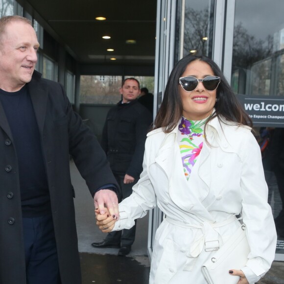 François-Henri Pinault et son épouse Salma Hayek - Défilé Balenciaga (collection automne-hiver 2017) à l'Espace Champerret. Paris, le 5 mars 2017. © CVS/Veeren/Bestimage
