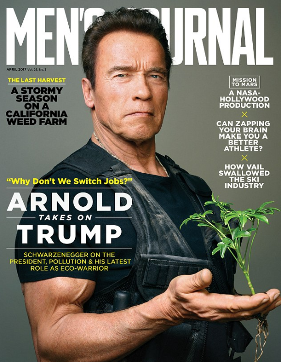 Arnold Schwarzenegger en couverture du magazine "Men's Journal" (avril 2017).
