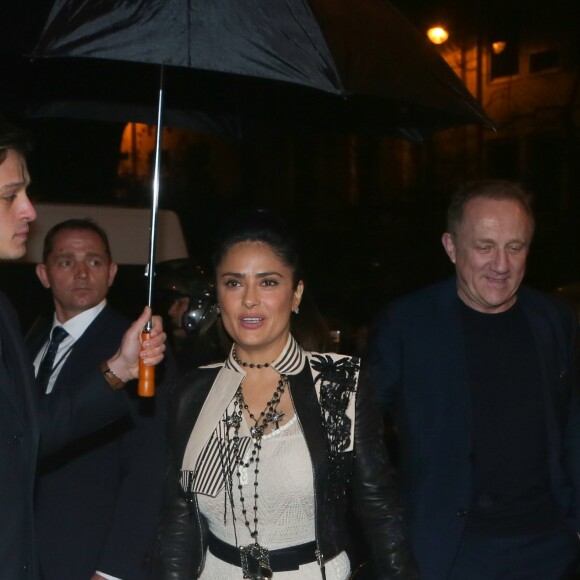 Salma Hayek et son mari François-Henri Pinault - Défilé de mode "Fenty Puma by Rihanna" à Paris, le 6 mars 2017. © CVS/Veeren/Bestimage.