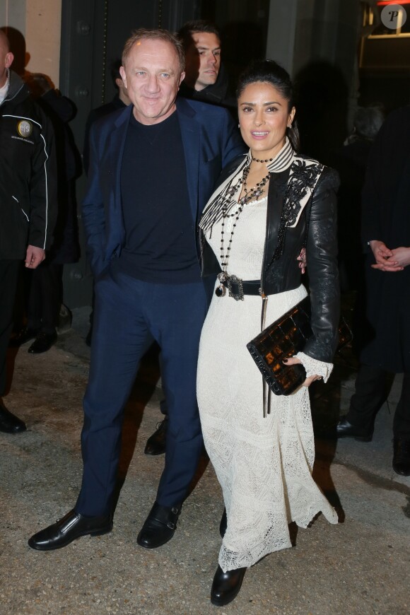 Salma Hayek et son mari François-Henri Pinault - Défilé de mode "Fenty Puma by Rihanna" à Paris, le 6 mars 2017. © CVS/Veeren/Bestimage.