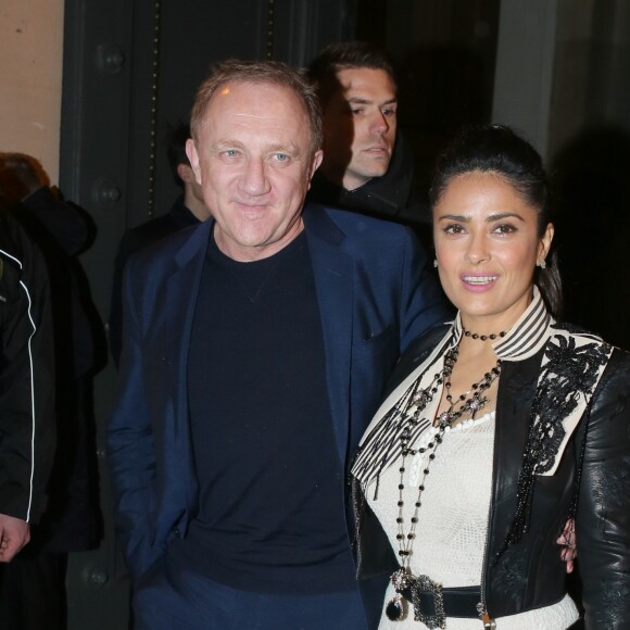 Salma Hayek et son mari François-Henri Pinault - Défilé de mode "Fenty Puma by Rihanna" à Paris, le 6 mars 2017. © CVS/Veeren/Bestimage.