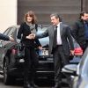 Exclusif - Nicolas Sarkozy et sa femme Carla Bruni arrivent à l'aéroport de Turin en Italie pour la présentation du nouveau livre de Marisa Bruni Tedeschi "Mes chères filles, je vais vous raconter" à Turin en Italie le 6 mars 2017.