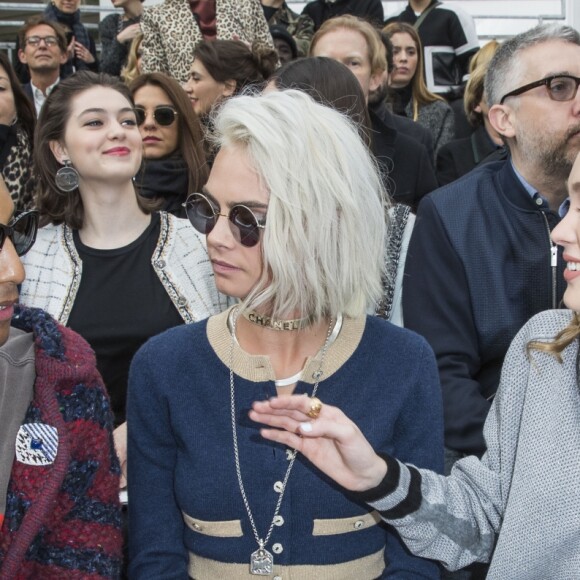 Pharrell Williams, Cara Delevingne et Lily-Rose Depp - People au défilé de mode prêt-à-porter automne-hiver 2017/2018 "Chanel" au Grand Palais à Paris le 7 mars 2017. © Olivier Borde/ Bestimage