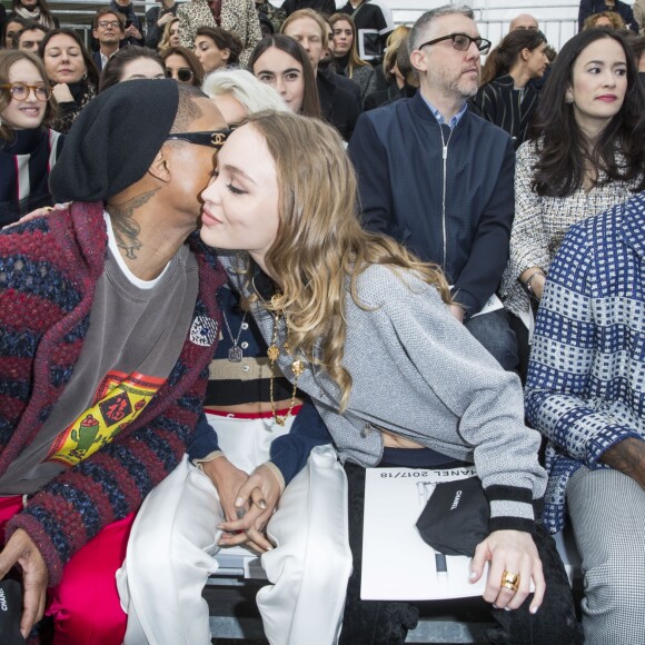 Pharrell Williams et Lily-Rose Depp - People au défilé de mode prêt-à-porter automne-hiver 2017/2018 "Chanel" au Grand Palais à Paris le 7 mars 2017. © Olivier Borde/ Bestimage