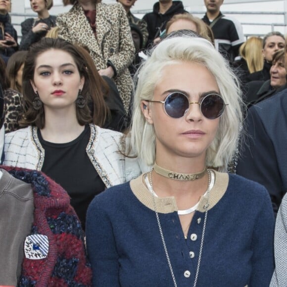 Pharrell Williams, Cara Delevingne et Lily-Rose Depp - People au défilé de mode prêt-à-porter automne-hiver 2017/2018 "Chanel" au Grand Palais à Paris le 7 mars 2017. © Olivier Borde/ Bestimage