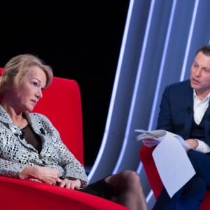 Exclusif - Enregistrement de l'émission de confidences "Le Divan" présentée par Marc-Olivier Fogiel avec Brigitte Lahaie en invitée, qui sera diffusée le 14 mars sur France 3. Le 24 février 2017 © Cyril Moreau / Bestimage