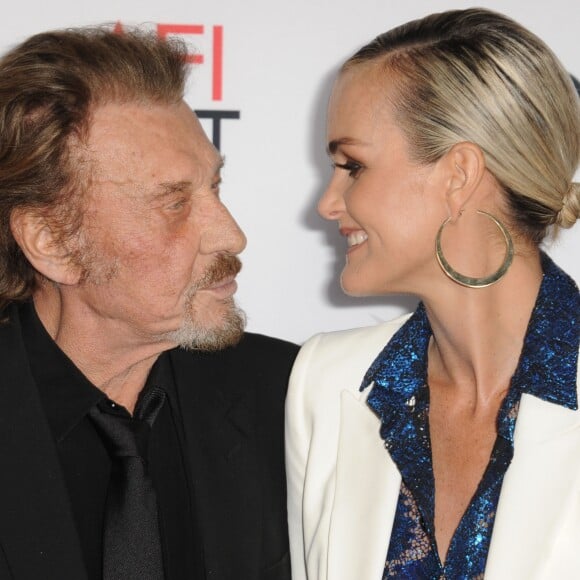 Johnny Hallyday et sa femme Laeticia Hallyday à la première de "Rules Don't Apply" à Los Angeles, le 10 novembre 2016. © Dave Longendyke/Globe Photos via Zuma Press/Bestimage