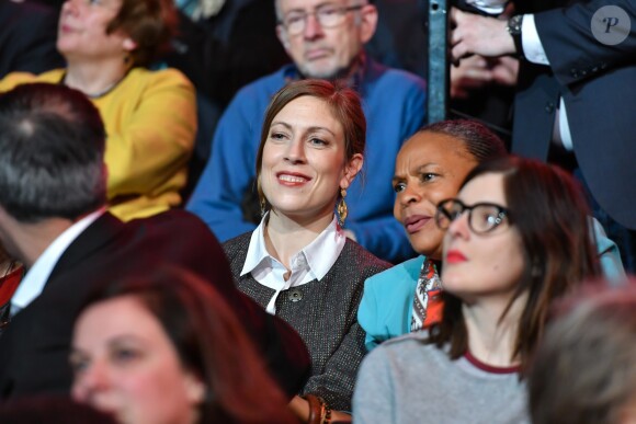 Gabrielle Guallar et Christiane Taubira. Meeting de Benoît Hamon à l'AccorHotels Arena à Paris, France, le 19 mars 2017 © Lionel Urman/Bestimage