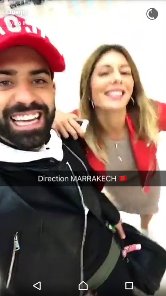 Sarah Lopez et Vincent Queijo s'envolent pour Marrakech, Snapchat, 27 mars 2017