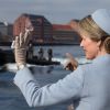 Le roi Philippe de Belgique et la reine Mathilde de Belgique, sont accompagnés par le prince héritier Frederik de Danemark et la princesse Mary de Danemark, pour une promenade en bateau dans la rade de Copenhague, le 28 mars 2017, au début de la visite d'Etat du couple royal belge au Danemark.