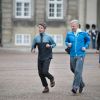 Le roi Philippe de Belgique et le prince Frederik font du jogging dans Copenhague lors d'une visite d'Etat à Copenhague au Danemark le 30 mars 2017.  King Philippe of Belgium & Crown Prince Frederik of Denmark, are jogging, during a State Visit to Copenhagen in Denmark. Denmark, Copenhagen, March 30, 2017.29/03/2017 - Copenhague