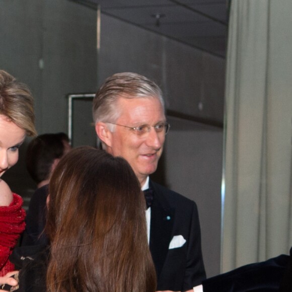 Le roi Philippe de Belgique et la reine Mathilde de Belgique, le prince Joachim de Danemark et la princesse Marie de Danemark lors d'un concert au Diamant noir à Copenhague au Danemark le 30 mars 2017 dans le cadre de la visite officielle du couple royal belge.