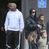 Kim Kardashian, son mari Kanye West, leurs enfants North et Saint, Kourtney Kardashian et sa fille Penelope à Woodland Hills, le 19 février 2017.