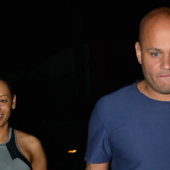 Stephen Belafonte et Mel B (Melanie Brown) se rendent au restaurant Matsuhisa à Londres le 16 mars 2015.