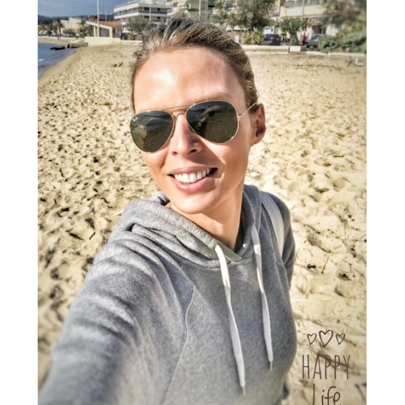 Sylvie Tellier en week-end dans le sud de la France avec sa petite famille. Avril 2017.