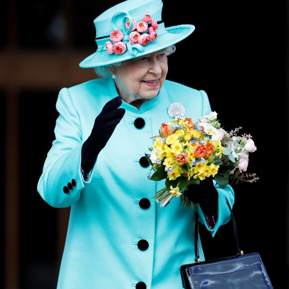 La reine Elizabeth II à la messe de Pâques à la chapelle Saint-Georges de Windsor, le 16 avril 2017
