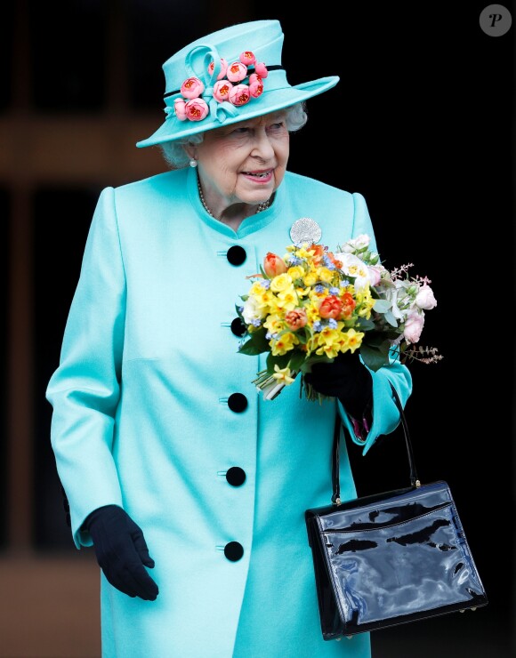 La reine Elizabeth II à la messe de Pâques à la chapelle Saint-Georges de Windsor, le 16 avril 2017