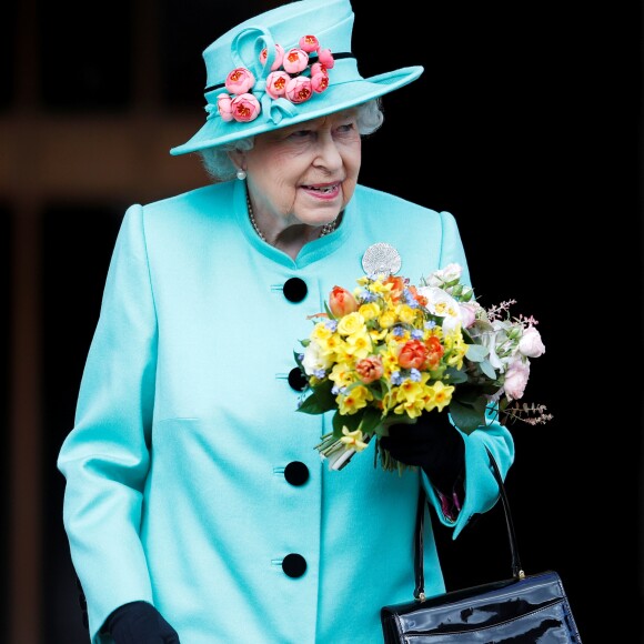 La reine Elizabeth II à la messe de Pâques à la chapelle Saint-Georges de Windsor, le 16 avril 2017