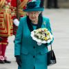 La reine Elizabeth II d'Angleterre lors de la messe du Jeudi Saint en la cathédrale de Leicester, le 13 avril 2017.