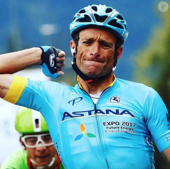 Michele Scarponi, photo Instagram après l'arrivée du Tour des Alpes le 21 avril 2017, dont il a pris la 4e place. Le coureur cycliste italien de l'équipe Astana a été tué samedi 22 avril 2017 par un camion lors d'une sortie d'entraînement près de chez lui dans la province d'Ancône.