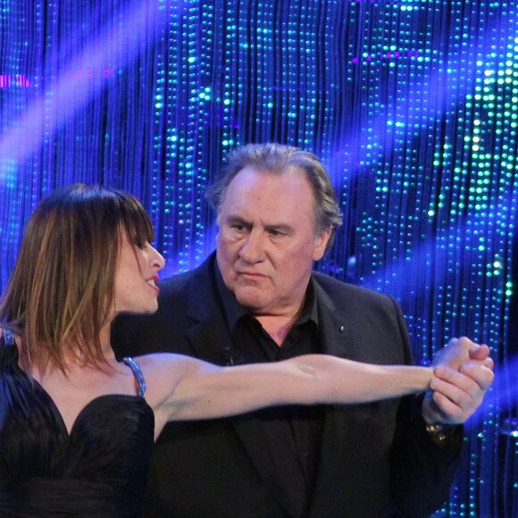 Gérard Depardieu dansant avec Sara Di Vaira pour l'émission Ballando con le stelle (Danse avec les Stars version italienne) le 22 avril 2017 à Rome