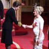 Laura Kenny (née Trott) a reçu les insignes de commandeur dans l'ordre de l'empire britannique (CBE) des mains de la princesse Anne, le 25 avril 2017 au palais de Buckingham à Londres.