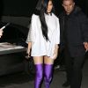 Kylie Jenner arrive à une fête privée avec des cuissardes violettes à West Hollywood, le 11 avril