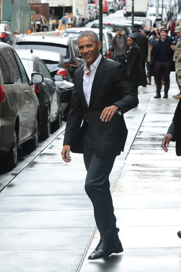 Barack Obama à la sortie du restaurant Upland à New York, le 10 mars 2017.