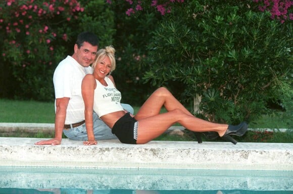 Jean-Marie Bigard et sa femme Claudia à St Tropez le 5 août 1995