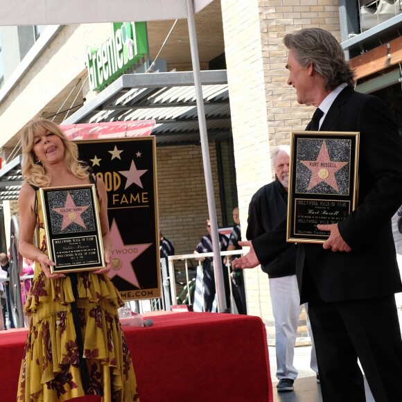 Goldie Hawn et son compagnon Kurt Russell reçoivent leurs étoiles sur le Walk of Fame au 6201 Hollywood blvd à Hollywood, le 4 mai 2017