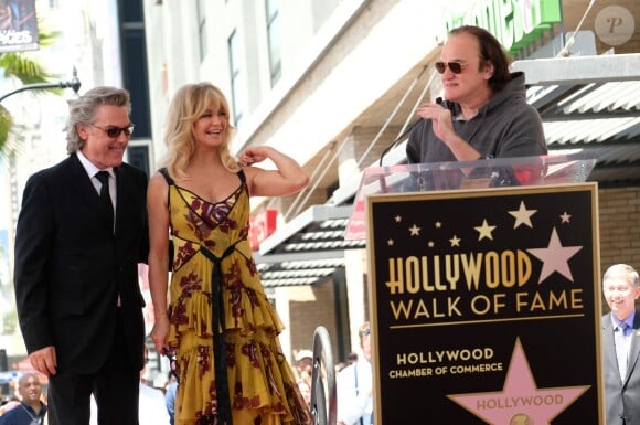 Goldie Hawn et son compagnon Kurt Russell avec Quentin Tarantino - Goldie Hawn et son compagnon Kurt Russell reçoivent leurs étoiles sur le Walk of Fame au 6201 Hollywood blvd à Hollywood, le 4 mai 2017