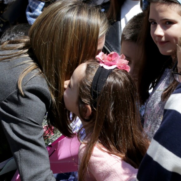 La reine Letizia d'Espagne assiste à l'inauguration du 12ème séminaire international du language et du journalisme à San Millán de la Cogolla le 3 mai 2017.