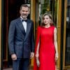 La reine Letizia d'Espagne en Stella McCartney le 29 avril 2017 à La Haye pour le dîner privé organisé à l'occasion des 50 ans du roi Willem-Alexander des Pays-Bas.