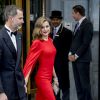 La reine Letizia d'Espagne en Stella McCartney le 29 avril 2017 à La Haye pour le dîner privé organisé à l'occasion des 50 ans du roi Willem-Alexander des Pays-Bas.