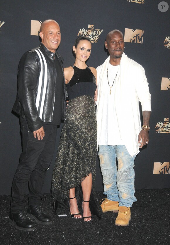 Vin Diesel, Jordana Brewster, Tyrese Gibson lors des ''2017 MTV Movie And TV Awards'' à Los Angeles, le 7 mai 2017.