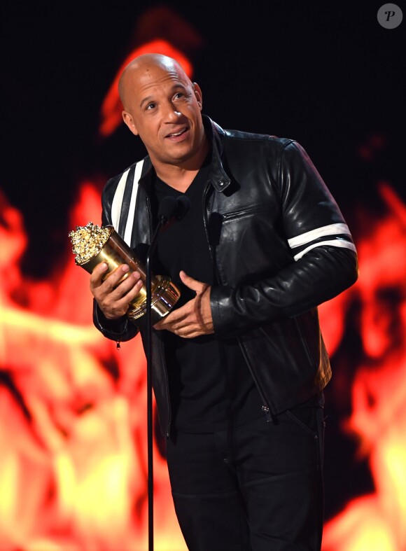 Vin Diesel recevant le MTV Generation Award pour la franchise Fast and Furious à Los Angeles le 7 mai 2017
