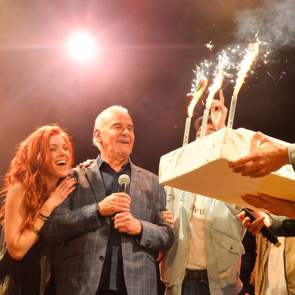 Anaïs Delva, Michel Fugain, Damien Sargue et Olivier Dion - Soirée "Chante la vie chante" à l'occasion de l'anniversaire (le 12 mai), des 50 ans de carrière et de la sortie de l'album hommage "Tribute" de Michel Fugain au Divan Du Monde à Paris, France, le 10 mai 2017. © Coadic Guirec/Bestimage