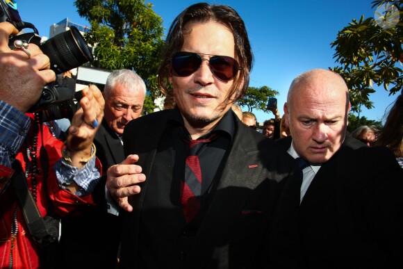 Johnny Depp pictured on arrival to Southport Magistrates Court with his wife and the defendant Amber Heard in Southport, Australia, April 18, 2016. Johnny Depp's wife Amber Heard pleaded guilty on Monday to falsifying quarantine documents to bring two dogs into Australia in a case dubbed the "war on terrier". Two charges of illegally importing terriers Pistol and Boo last May were dropped in the Gold Coast court, but Heard admitted a third charge of providing a false document. Photo by Matrix/ABACAPRESS.COM18/04/2016 - Gold Coast