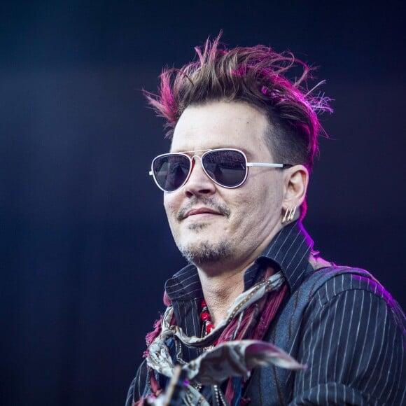 Johnny Depp - Concert des "Hollywood Vampires" au parc d'attractions "Gröna Lund" à Stockholm en Suède le 30 mai 2016.