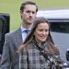Pippa Middleton et son fiancé James Matthews lors de la messe de Noël, le 25 décembre 2016, à Englefield dans le Berkshire, où sera célébré leur mariage le 20 mai 2017.