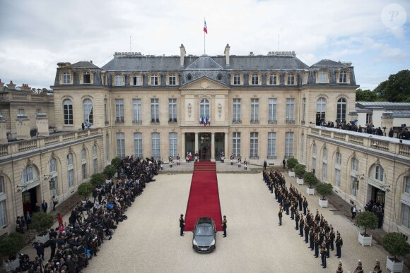 Illustration lors de la cérémonie de passation de pouvoir entre François Hollande et Emmanuel Macron au palais de l'Elysée à Paris, le 14 mai 2017. © Eliot Blondet/Pool/Bestimage