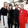 Delphine Arnault, Mirai Yamamoto, Nicolas Ghesquiere et Kansai Yamamoto assistent au défilé Louis Vuitton (collection prêt-à-porter croisière 2018) au Miho Museum. Kyoto, le 14 mai 2017.