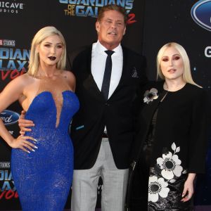 David Hasselhoff avec ses filles Taylor Ann et Hayley à la première de "Guardians Of The Galaxy 2" à Los Angeles, le 19 avril 2017. © CPA/Bestimage