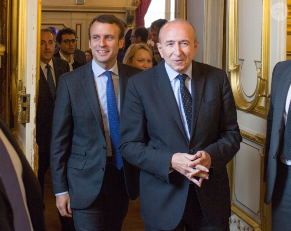 Emmanuel Macron est reçu à la mairie de Lyon par Gérard Collomb, sénateur-maire de Lyon le 2 Juin 2016. © Vincent Dargent/Bestimage