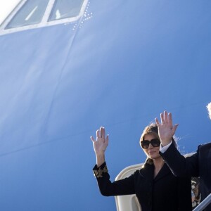 Donald J. Trump et sa femme Melania Trump arrivent à l'aéroport de Fiumicino à Rome, le 23 mai 2017