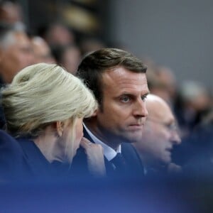 La première dame Brigitte Macron (Trogneux) et son mari le président de la République Emmanuel Macron - Finale du Top 14, ASM Clermont contre le RC Toulon au Stade de France à Saint-Denis, Seine Saint-Denis (banlieus de Paris), France, le 4 juin 2017. ASM Clermont remporte le match contre RC Toulon 22-16. © Dominique Jacovides/Bestimage